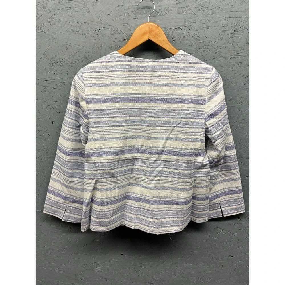Talbots Biscay Open-Front Jacket Women's 8P Blue White Striped Blazer Office - Picture 10 of 10
